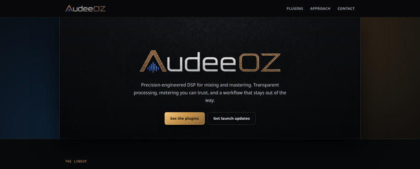 Screenshot of the AudeeOZ landing page